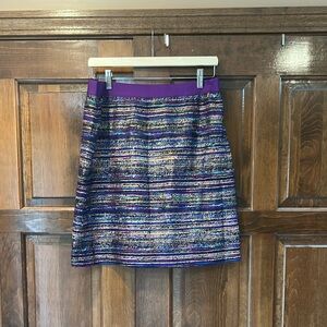 Kate Spade Kylie Jewelbox Purple Colorful Striped Tweed Mini Skirt Size 10